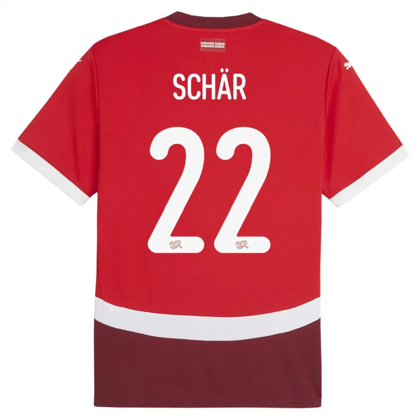 Danxen Criança Camisola Suiça Fabian Schar #22 Vermelho Principal 24-26 Camisa