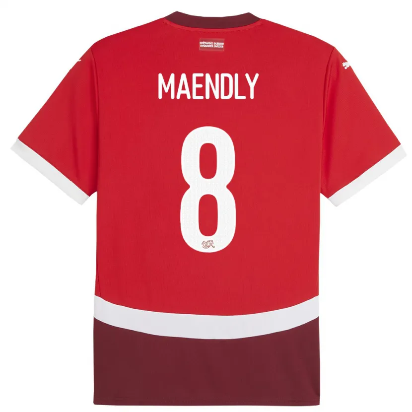 Danxen Criança Camisola Suiça Sandy Maendly #8 Vermelho Principal 24-26 Camisa