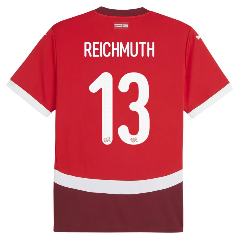 Danxen Criança Camisola Suiça Miguel Reichmuth #13 Vermelho Principal 24-26 Camisa
