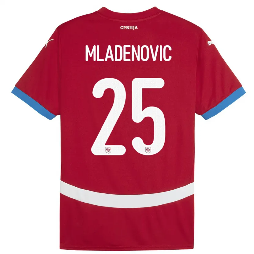 Danxen Criança Camisola Sérvia Filip Mladenovic #25 Vermelho Principal 24-26 Camisa