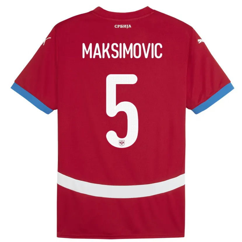Danxen Criança Camisola Sérvia Nemanja Maksimovic #5 Vermelho Principal 24-26 Camisa