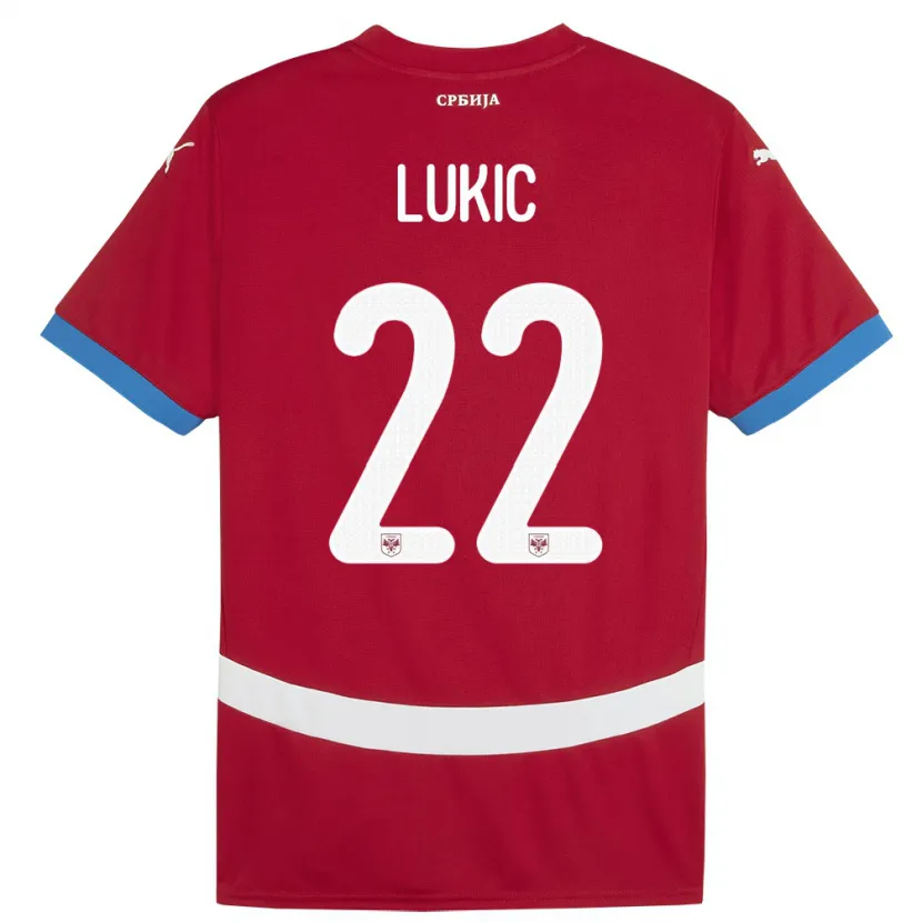 Danxen Criança Camisola Sérvia Sasa Lukic #22 Vermelho Principal 24-26 Camisa