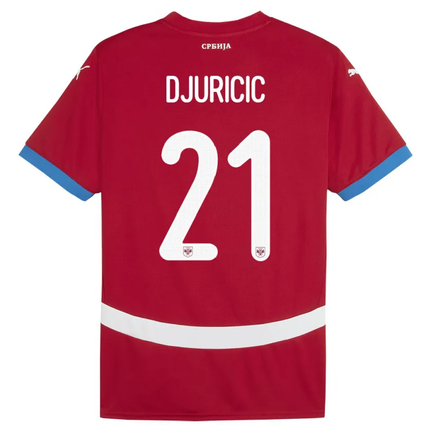 Danxen Criança Camisola Sérvia Filip Djuricic #21 Vermelho Principal 24-26 Camisa