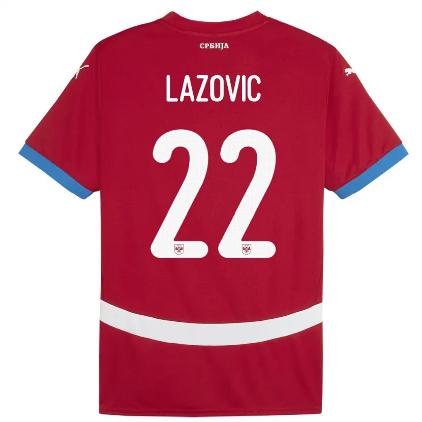 Danxen Criança Camisola Sérvia Darko Lazovic #22 Vermelho Principal 24-26 Camisa