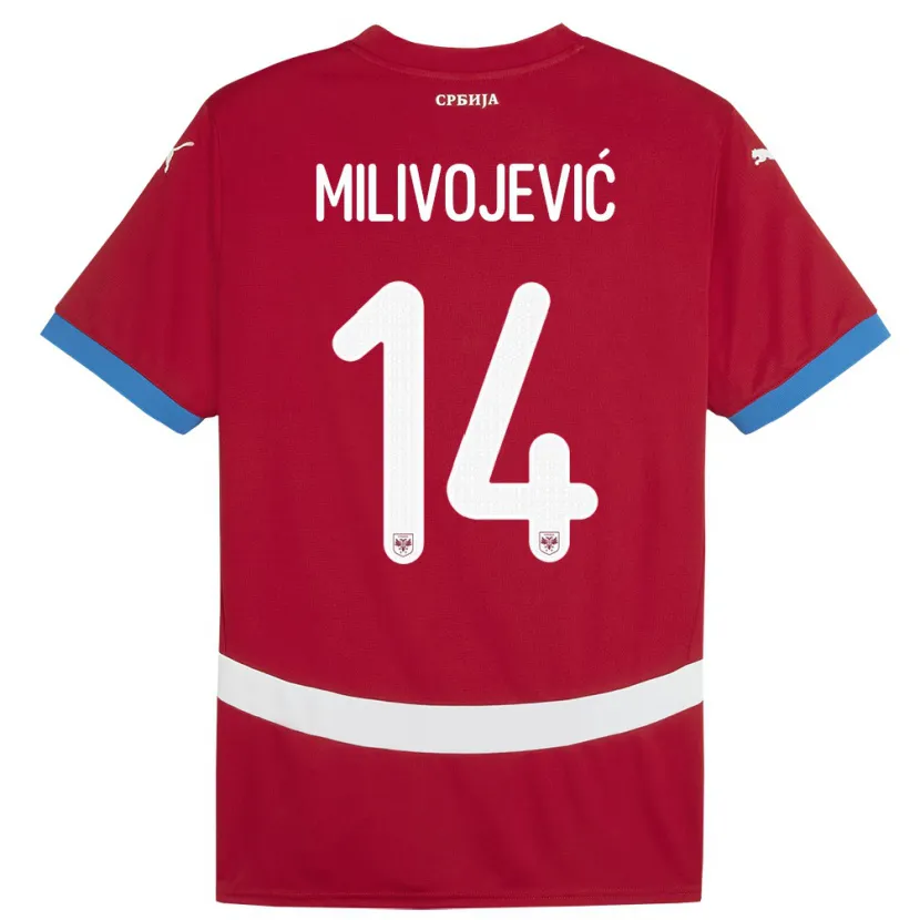 Danxen Criança Camisola Sérvia Vesna Milivojevic #14 Vermelho Principal 24-26 Camisa