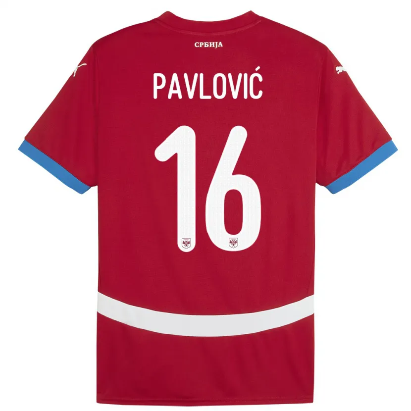 Danxen Criança Camisola Sérvia Sara Pavlovic #16 Vermelho Principal 24-26 Camisa