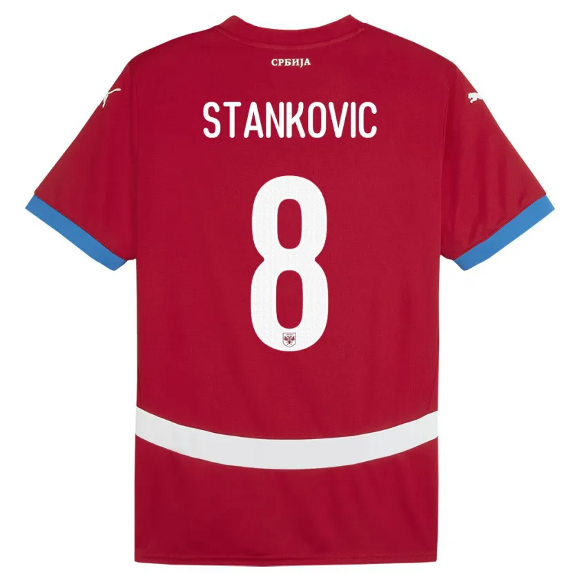Danxen Criança Camisola Sérvia Nikola Stankovic #8 Vermelho Principal 24-26 Camisa