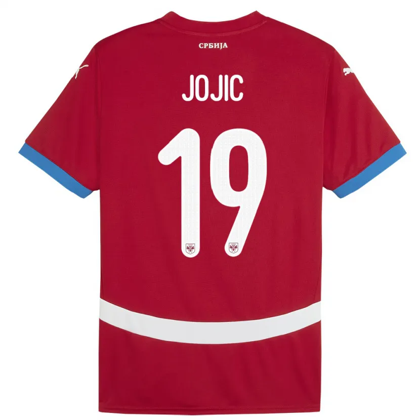 Danxen Criança Camisola Sérvia Nikola Jojic #19 Vermelho Principal 24-26 Camisa
