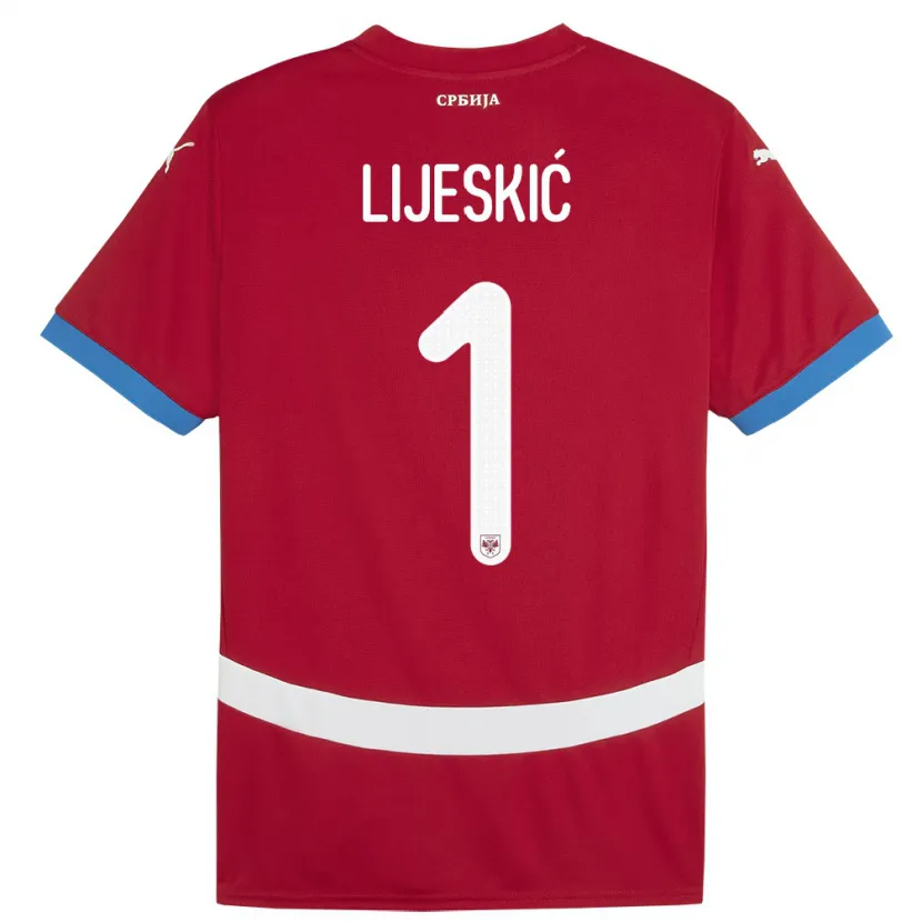 Danxen Criança Camisola Sérvia Luka Lijeskic #1 Vermelho Principal 24-26 Camisa