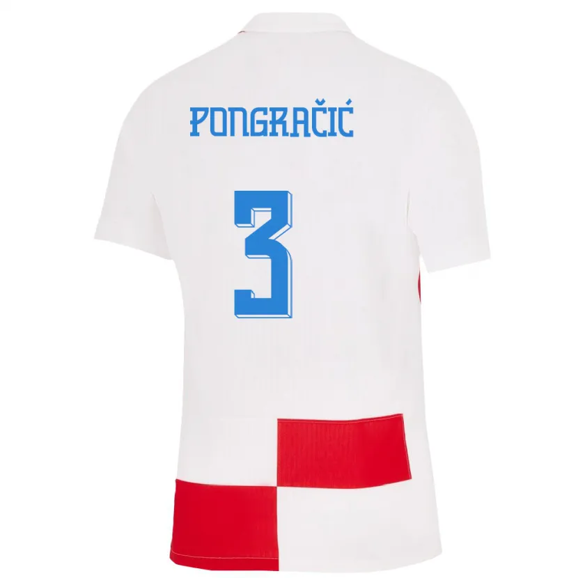 Danxen Criança Camisola Croácia Marin Pongracic #3 Branco Vermelho Principal 24-26 Camisa
