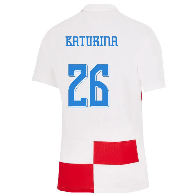 Danxen Criança Camisola Croácia Martin Baturina #26 Branco Vermelho Principal 24-26 Camisa