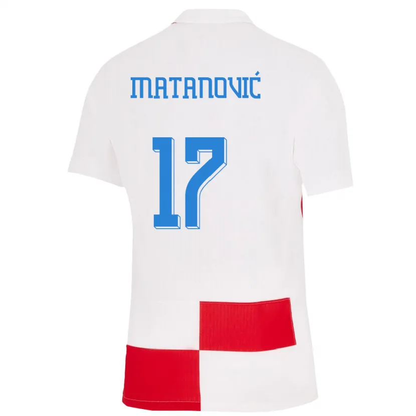 Danxen Criança Camisola Croácia Igor Matanovic #17 Branco Vermelho Principal 24-26 Camisa