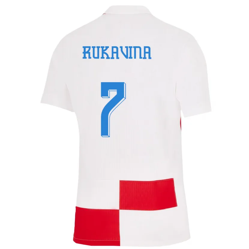 Danxen Criança Camisola Croácia Gabriel Rukavina #7 Branco Vermelho Principal 24-26 Camisa