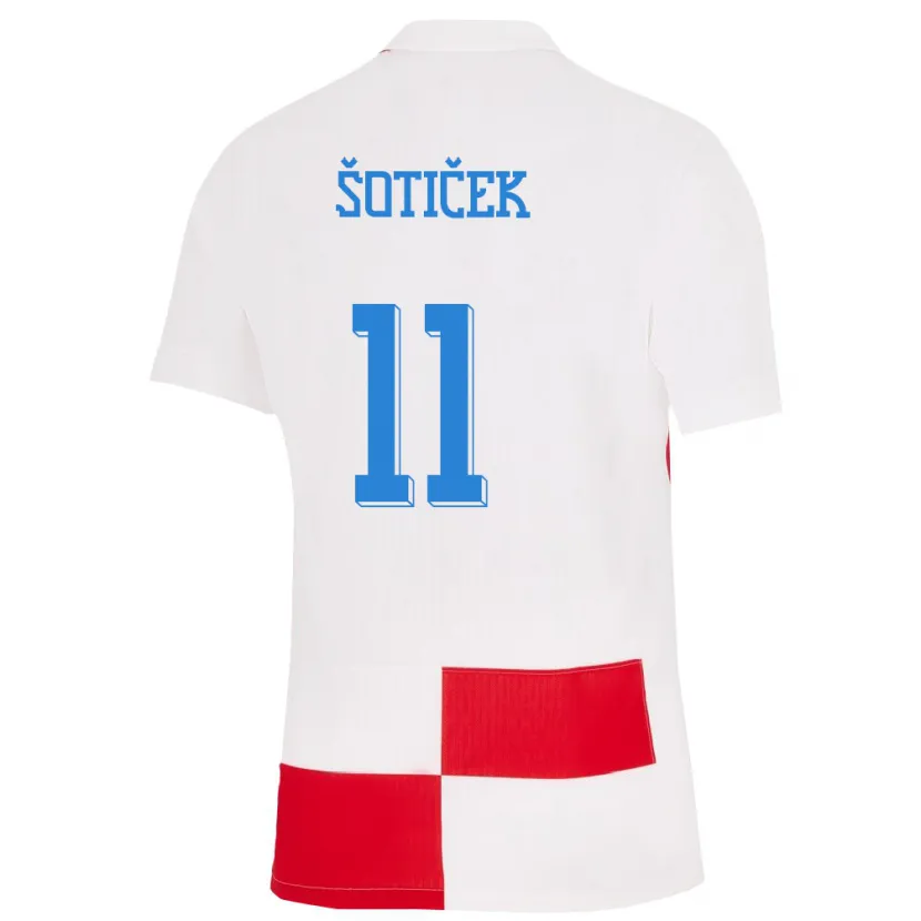 Danxen Criança Camisola Croácia Marin Soticek #11 Branco Vermelho Principal 24-26 Camisa
