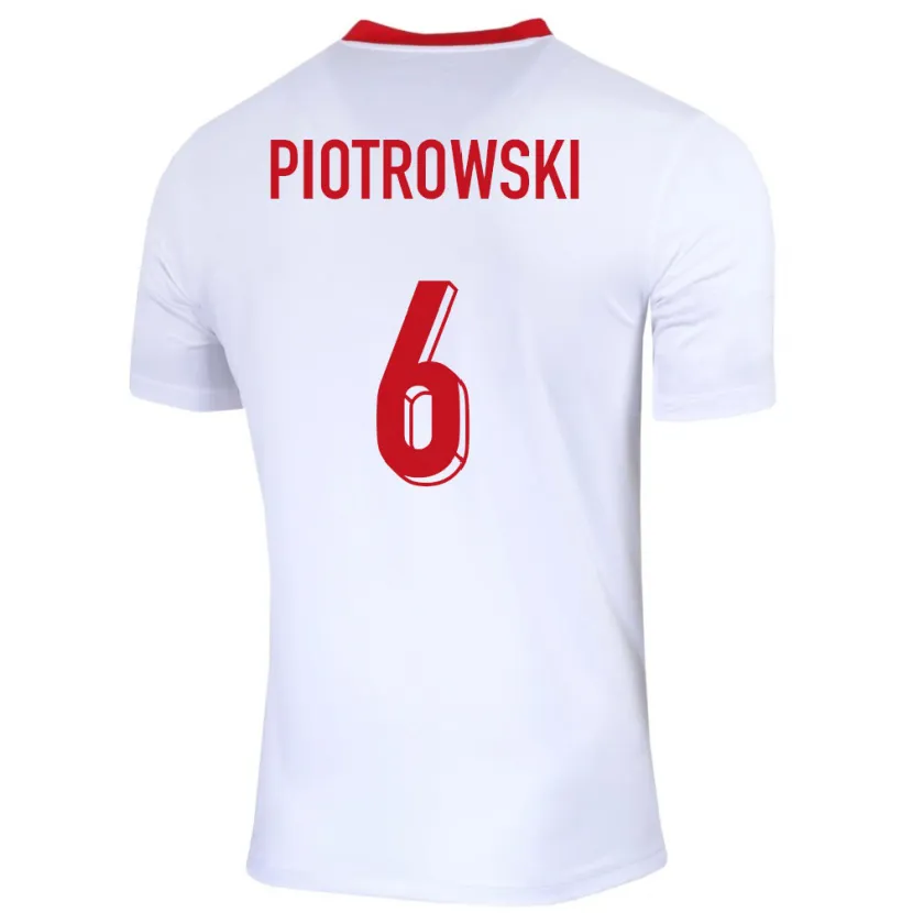 Danxen Criança Camisola Polónia Jakub Piotrowski #6 Branco Principal 24-26 Camisa