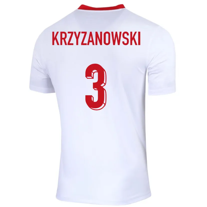 Danxen Criança Camisola Polónia Jakub Krzyzanowski #3 Branco Principal 24-26 Camisa