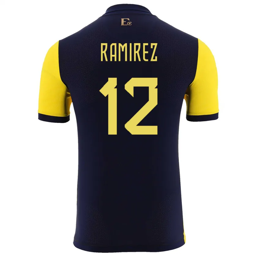 Danxen Criança Camisola Equador Moises Ramirez #12 Amarelo Principal 24-26 Camisa
