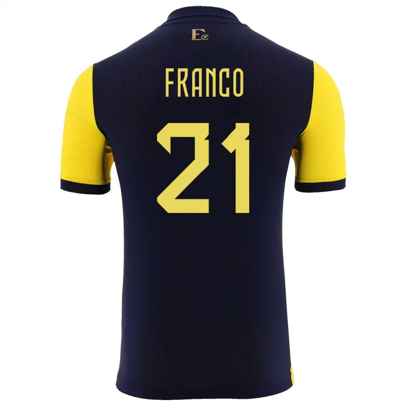 Danxen Criança Camisola Equador Alan Franco #21 Amarelo Principal 24-26 Camisa