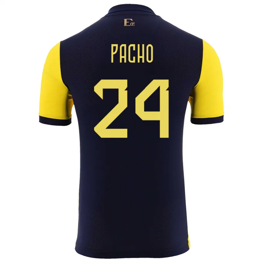 Danxen Criança Camisola Equador William Pacho #24 Amarelo Principal 24-26 Camisa