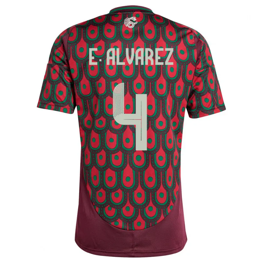 Danxen Criança Camisola México Edson Alvarez #4 Marrom Principal 24-26 Camisa