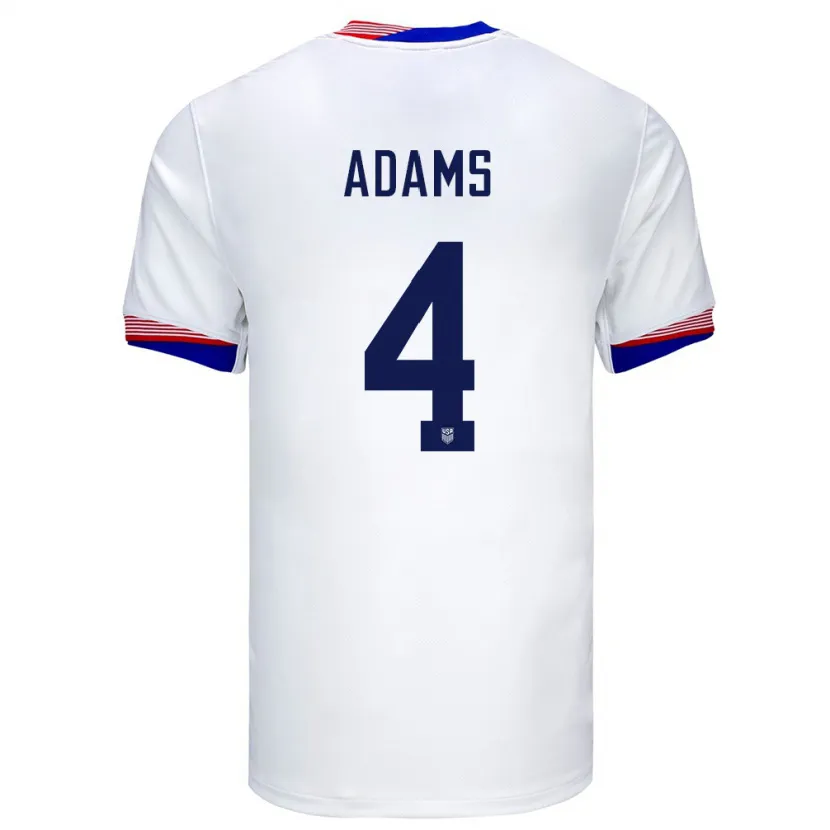 Danxen Criança Camisola Estados Unidos Tyler Adams #4 Branco Principal 24-26 Camisa