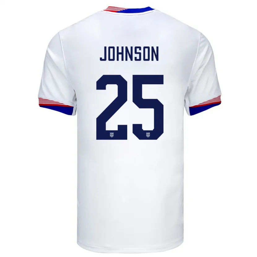 Danxen Criança Camisola Estados Unidos Sean Johnson #25 Branco Principal 24-26 Camisa