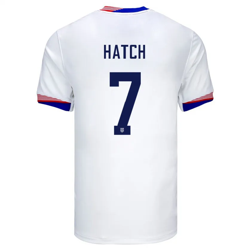 Danxen Criança Camisola Estados Unidos Ashley Hatch #7 Branco Principal 24-26 Camisa
