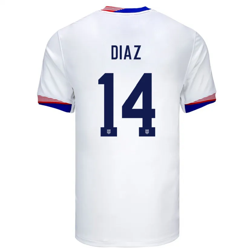 Danxen Criança Camisola Estados Unidos Christian Diaz #14 Branco Principal 24-26 Camisa