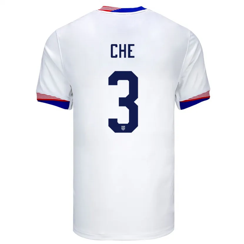 Danxen Criança Camisola Estados Unidos Justin Che #3 Branco Principal 24-26 Camisa