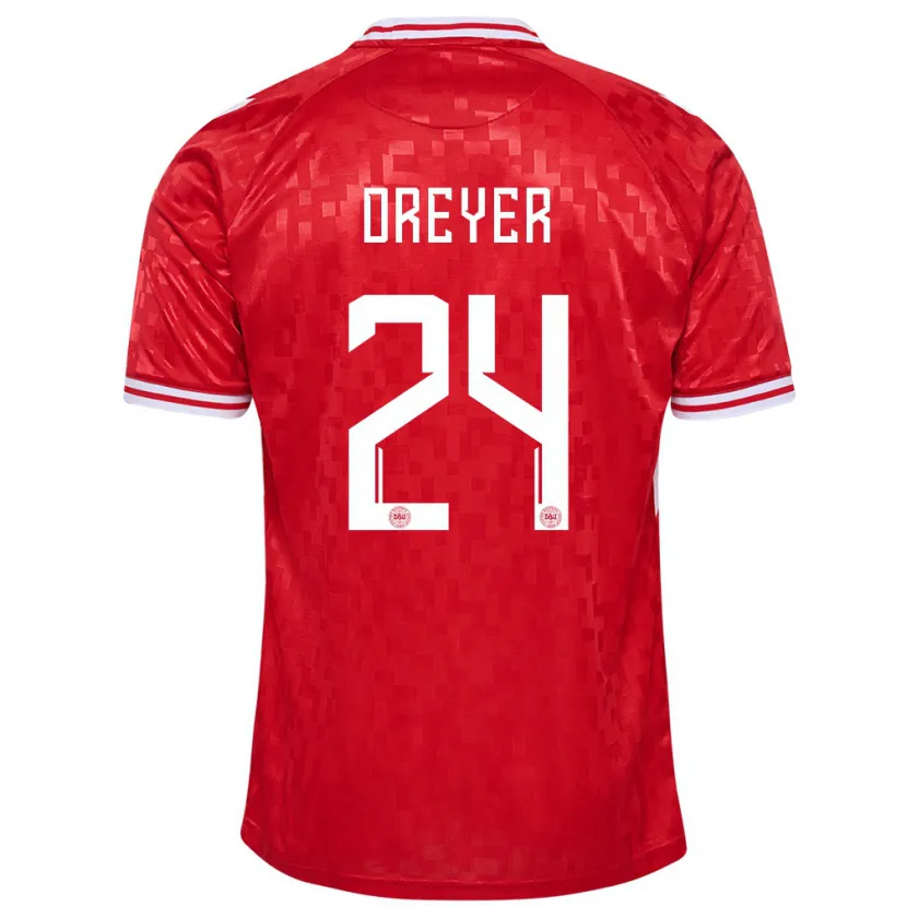 Danxen Criança Camisola Dinamarca Anders Dreyer #24 Vermelho Principal 24-26 Camisa