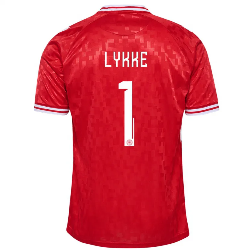 Danxen Criança Camisola Dinamarca William Lykke #1 Vermelho Principal 24-26 Camisa