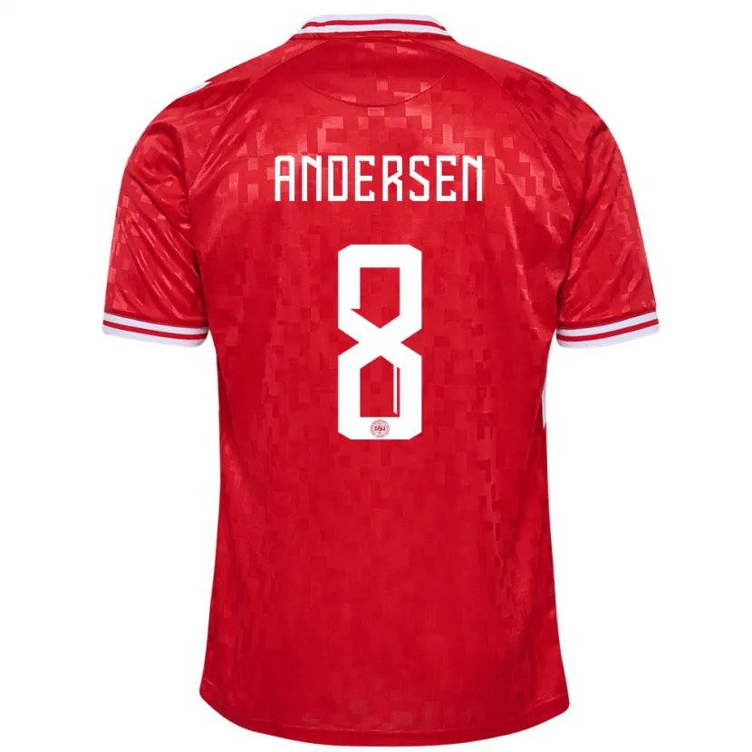 Danxen Criança Camisola Dinamarca Silas Andersen #8 Vermelho Principal 24-26 Camisa