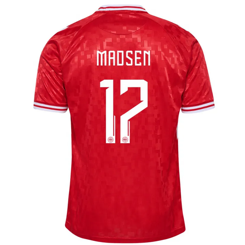 Danxen Criança Camisola Dinamarca Nicolas Madsen #17 Vermelho Principal 24-26 Camisa