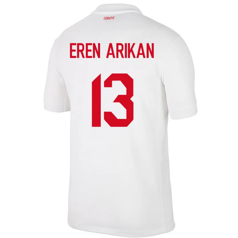 Danxen Criança Camisola Turquia Muhammed Eren Arıkan #13 Branco Principal 24-26 Camisa