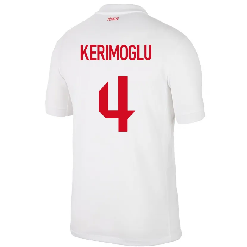 Danxen Criança Camisola Turquia Zeynap Kerimoğlu #4 Branco Principal 24-26 Camisa