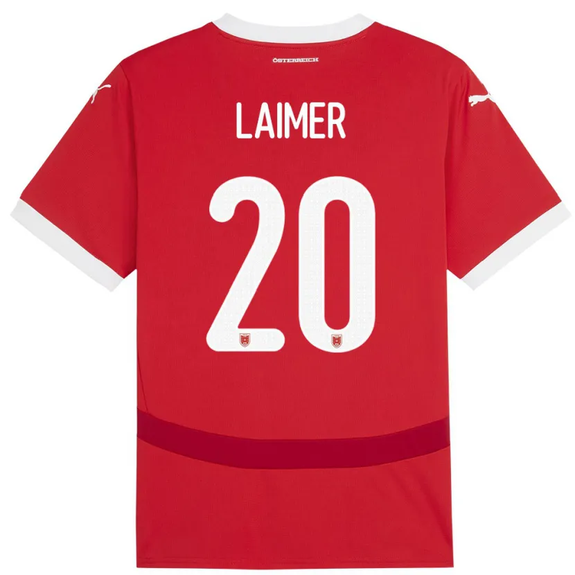 Danxen Criança Camisola Áustria Konrad Laimer #20 Vermelho Principal 24-26 Camisa