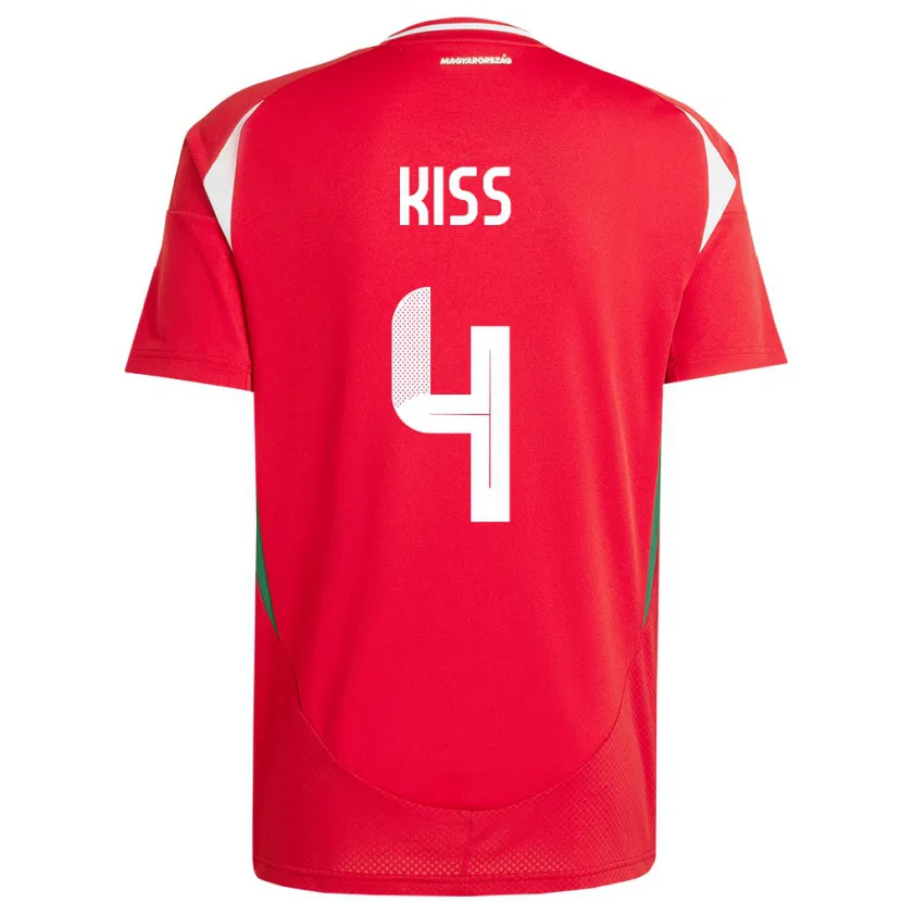 Danxen Criança Camisola Hungria Bálint Kiss #4 Vermelho Principal 24-26 Camisa