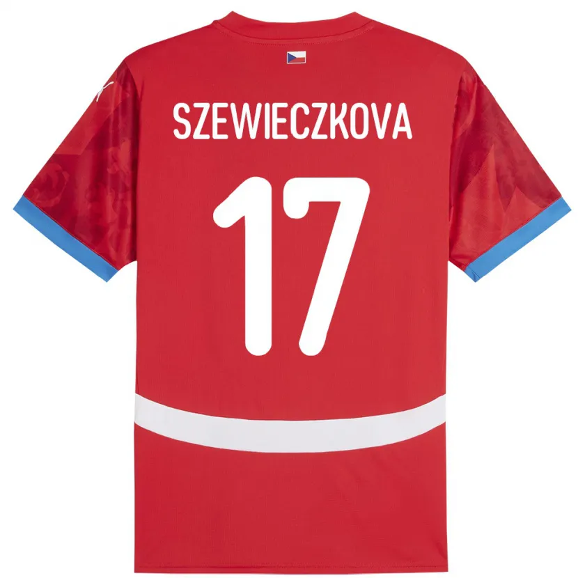 Danxen Criança Camisola República Checa Tereza Szewieczková #17 Vermelho Principal 24-26 Camisa