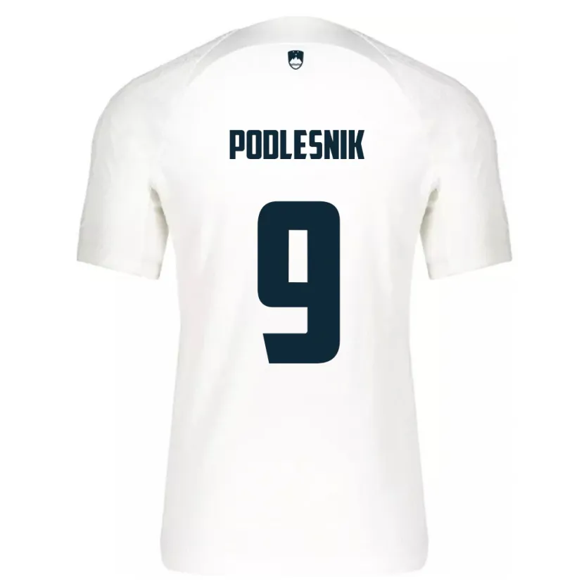 Danxen Criança Camisola Eslovênia Nik Podlesnik #9 Branco Principal 24-26 Camisa