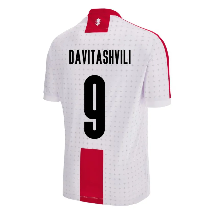 Danxen Criança Camisola Geórgia Zuriko Davitashvili #9 Branco Principal 24-26 Camisa