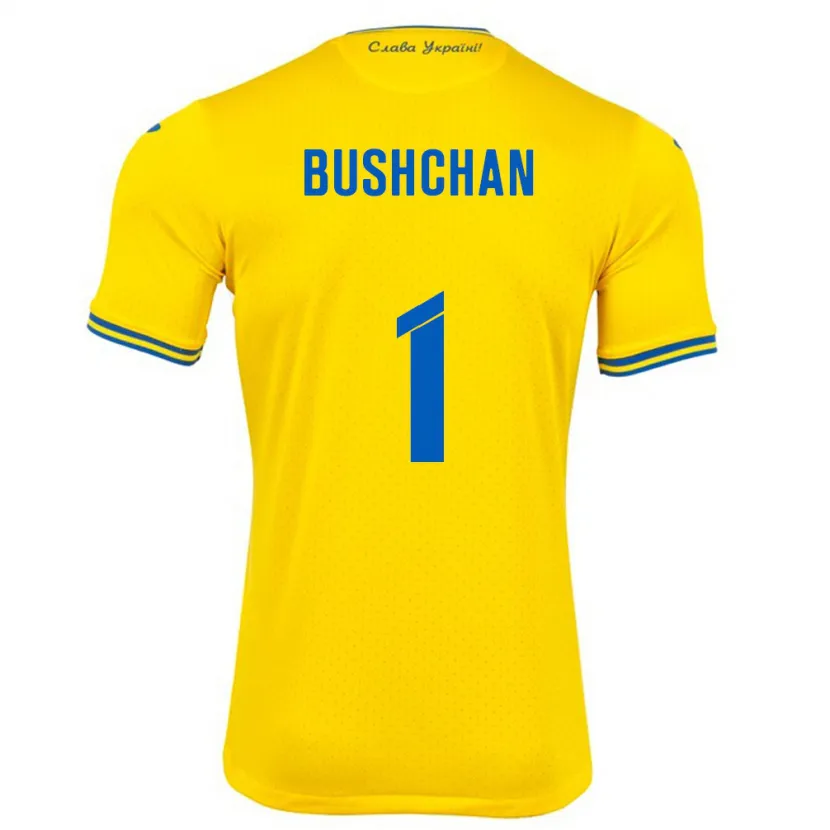 Danxen Criança Camisola Ucrânia Georgiy Bushchan #1 Amarelo Principal 24-26 Camisa