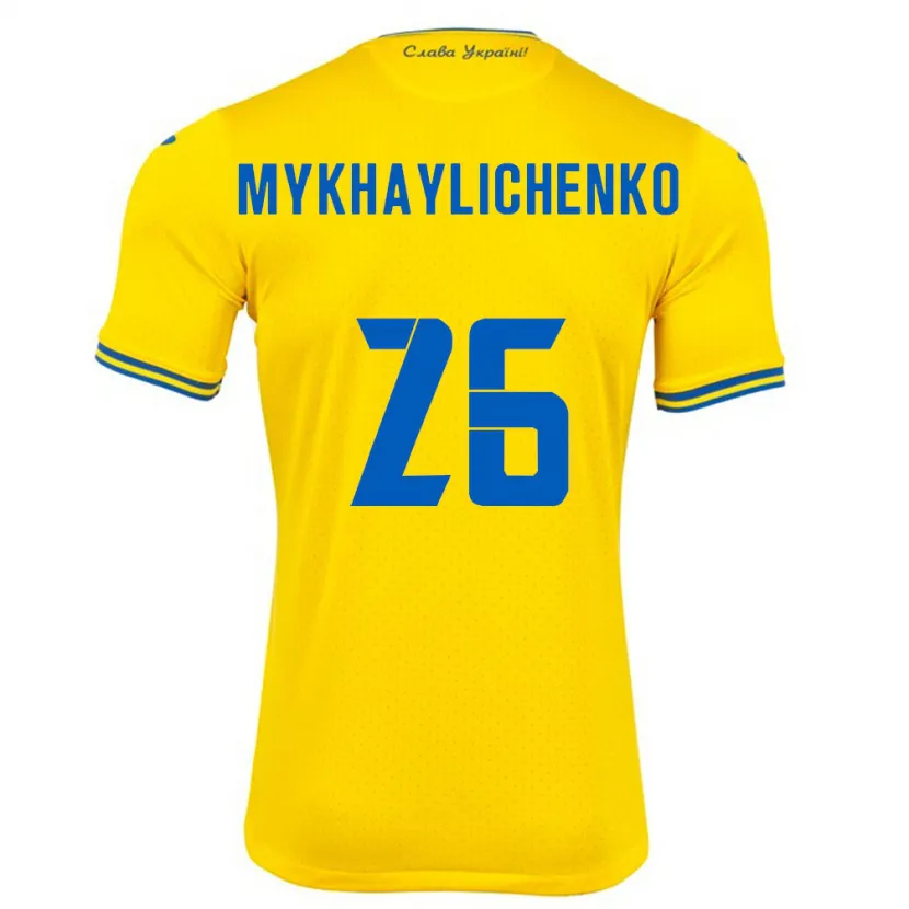 Danxen Criança Camisola Ucrânia Bogdan Mykhaylichenko #26 Amarelo Principal 24-26 Camisa
