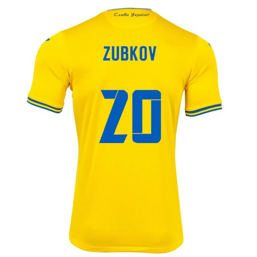 Danxen Criança Camisola Ucrânia Oleksandr Zubkov #20 Amarelo Principal 24-26 Camisa