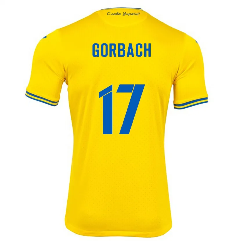 Danxen Criança Camisola Ucrânia Igor Gorbach #17 Amarelo Principal 24-26 Camisa