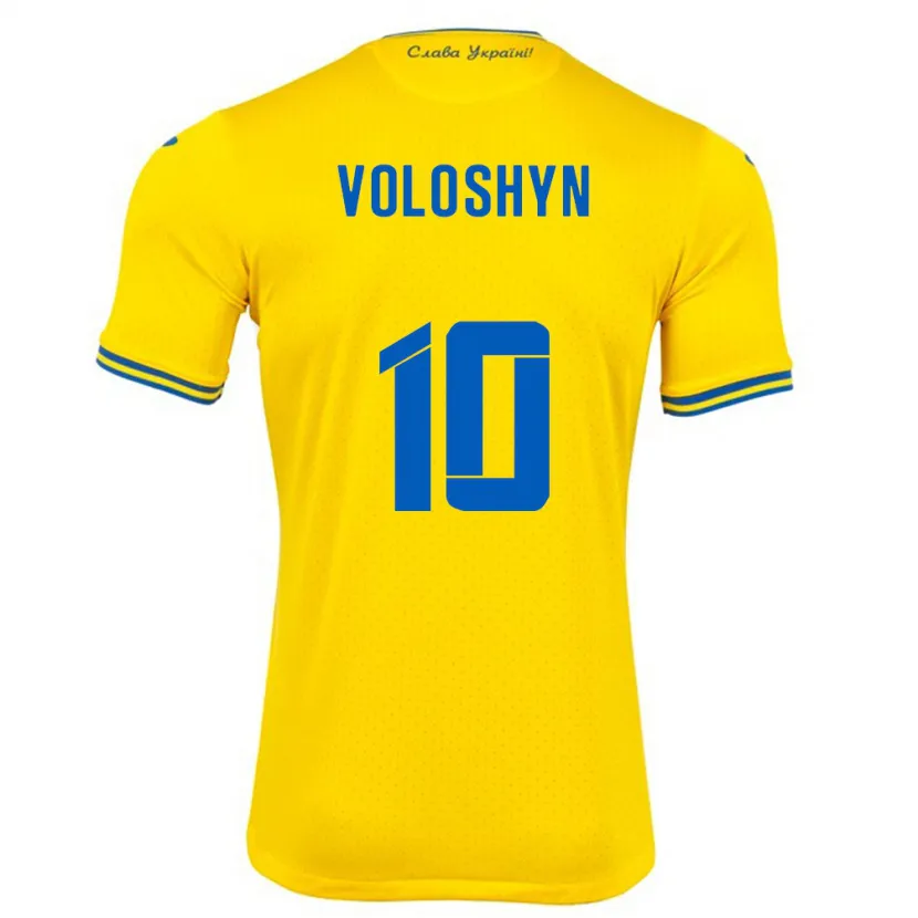 Danxen Criança Camisola Ucrânia Nazar Voloshyn #10 Amarelo Principal 24-26 Camisa