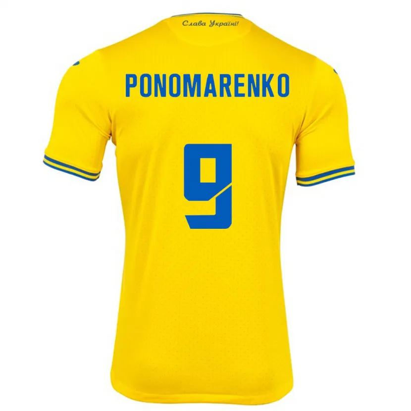 Danxen Criança Camisola Ucrânia Matviy Ponomarenko #9 Amarelo Principal 24-26 Camisa