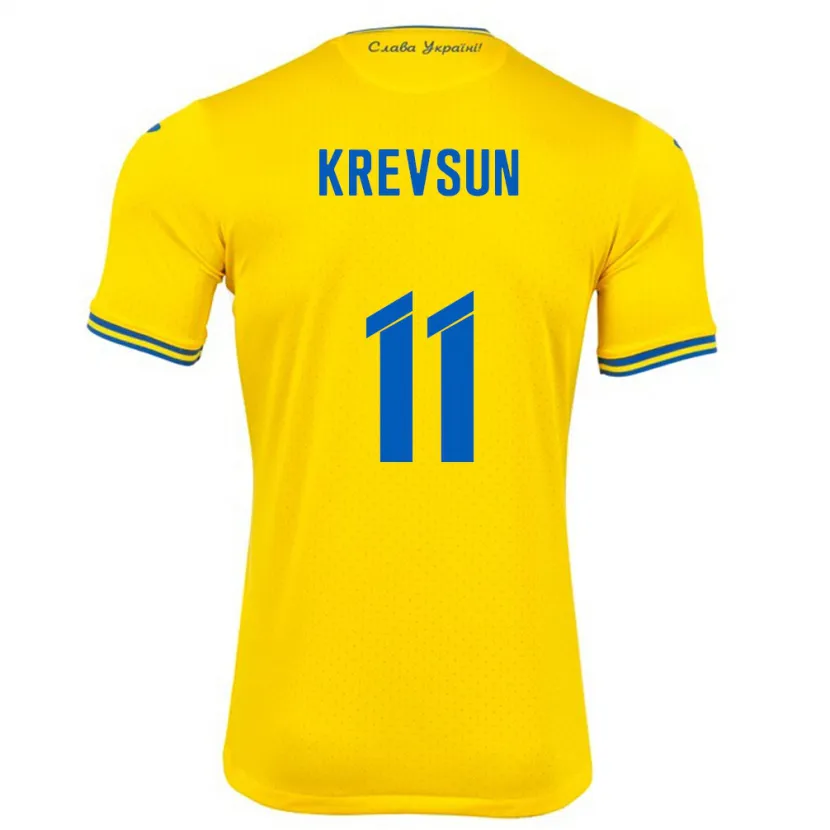 Danxen Criança Camisola Ucrânia Danylo Krevsun #11 Amarelo Principal 24-26 Camisa