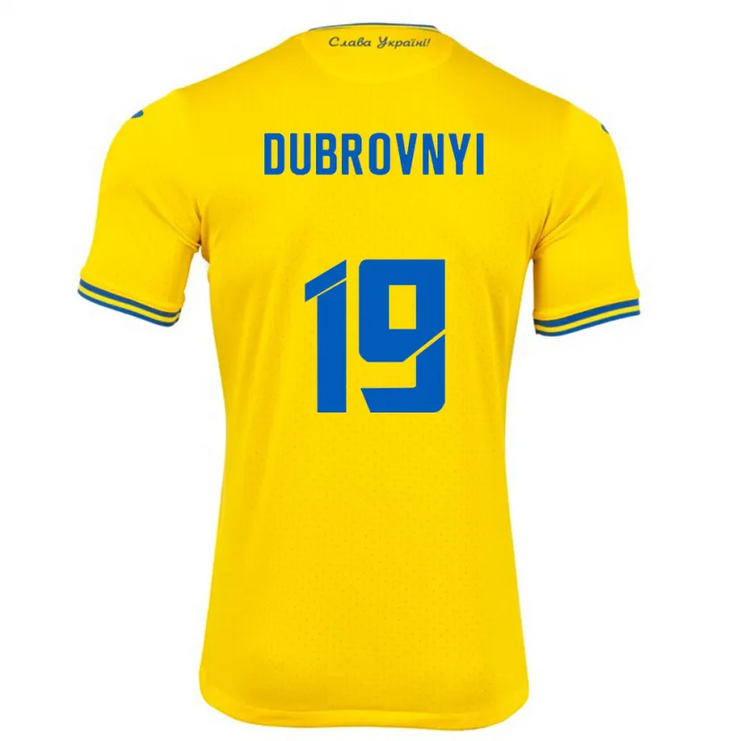 Danxen Criança Camisola Ucrânia Mykhaylo Dubrovnyi #19 Amarelo Principal 24-26 Camisa