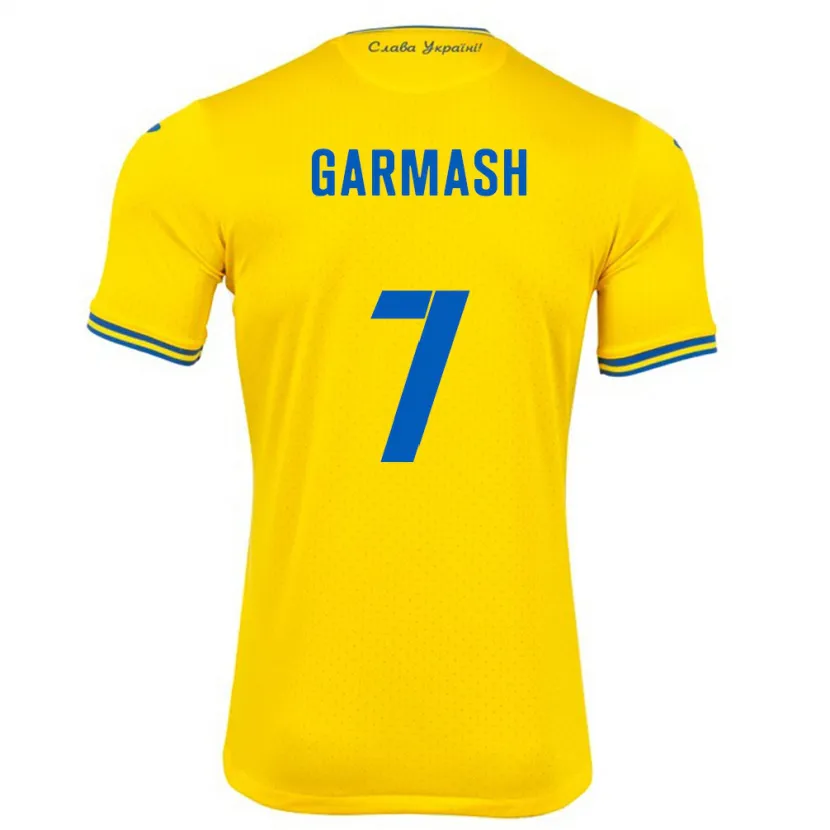 Danxen Criança Camisola Ucrânia Yevgen Garmash #7 Amarelo Principal 24-26 Camisa