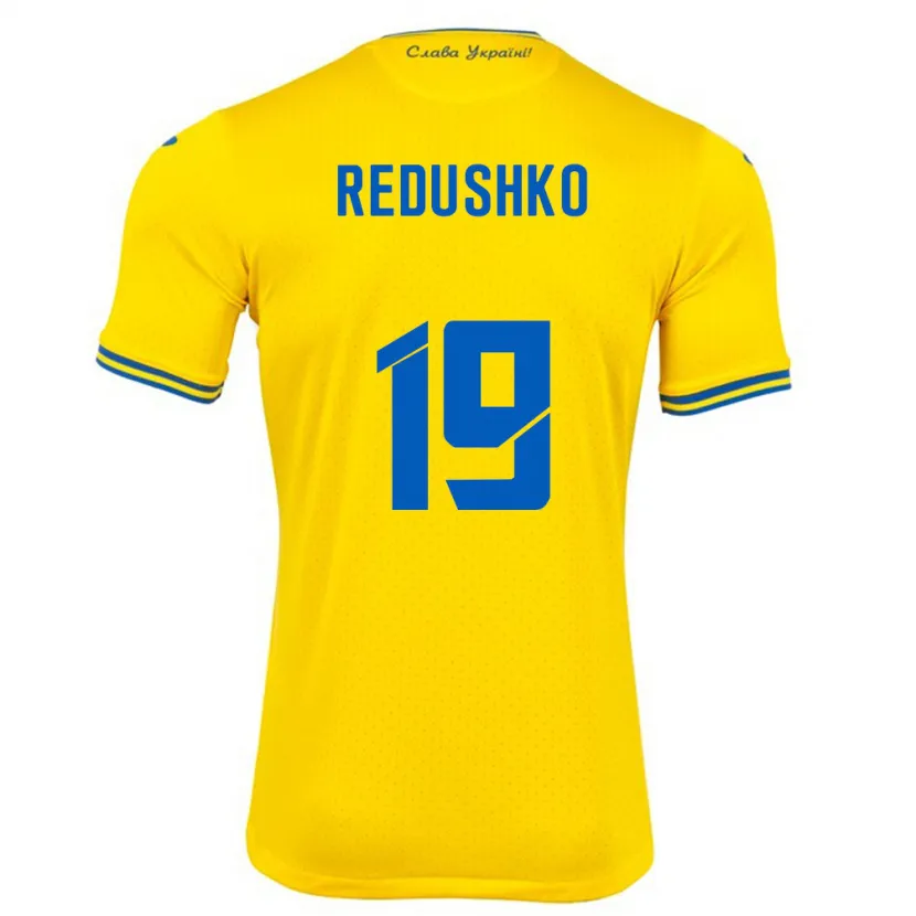 Danxen Criança Camisola Ucrânia Bogdan Redushko #19 Amarelo Principal 24-26 Camisa